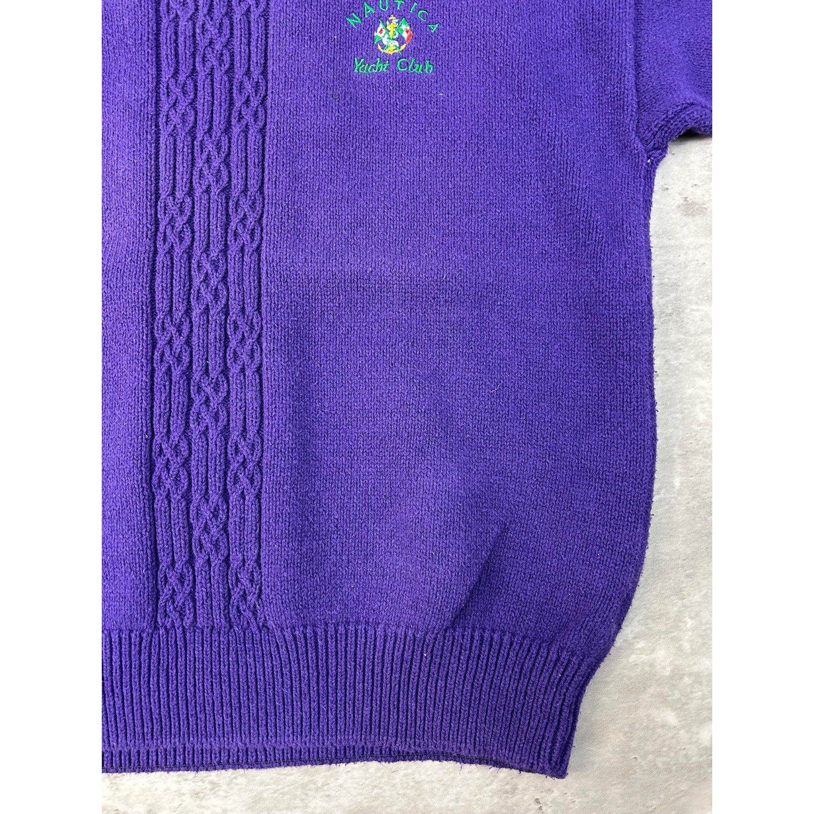 Vintage 90s Nautica Yacht Club Embroidered Pullover Knit Sweater Size Medium
