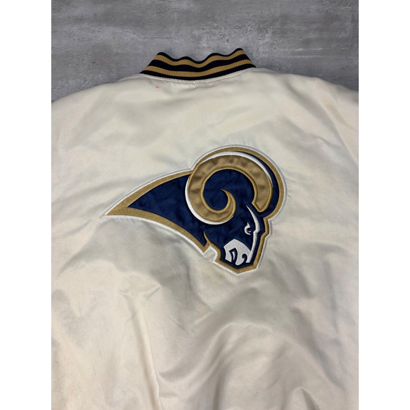 Vintage St Louis Rams NFL Reebok Football Bomber Jacket Size Large