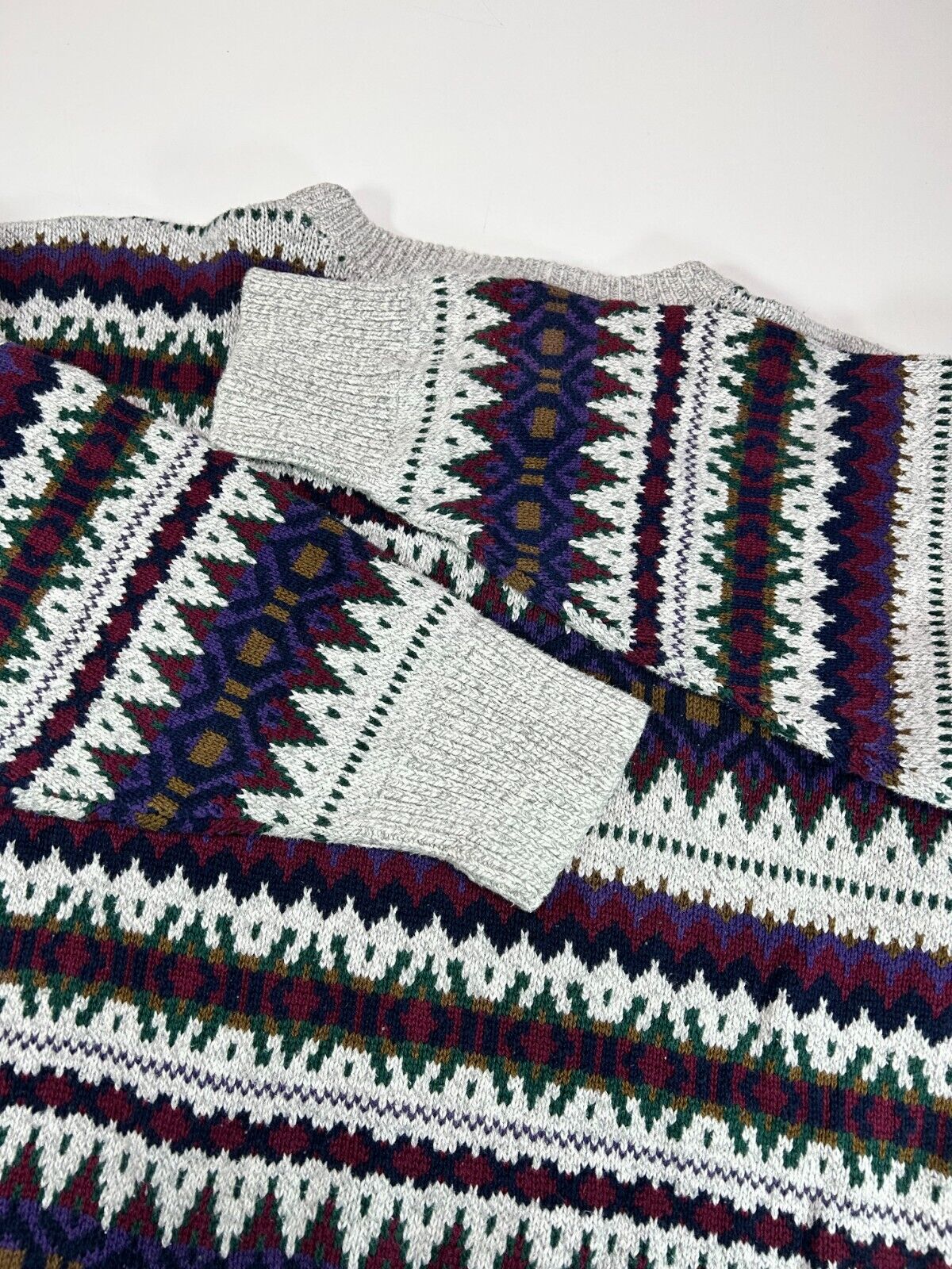 Vintage 90s Tony Lambert Abstract Pattern Pullover Knit Sweater Size Medium