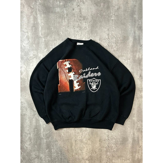 Vintage 1997 Oakland Raiders NFL Graphic Spellout Football Sweatshirt Size XL