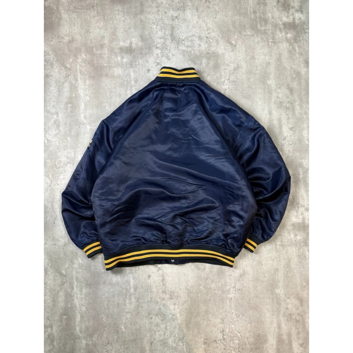 Vintage Michigan Wolverines NCAA Embroidered Bomber Jacket Size XL Blue