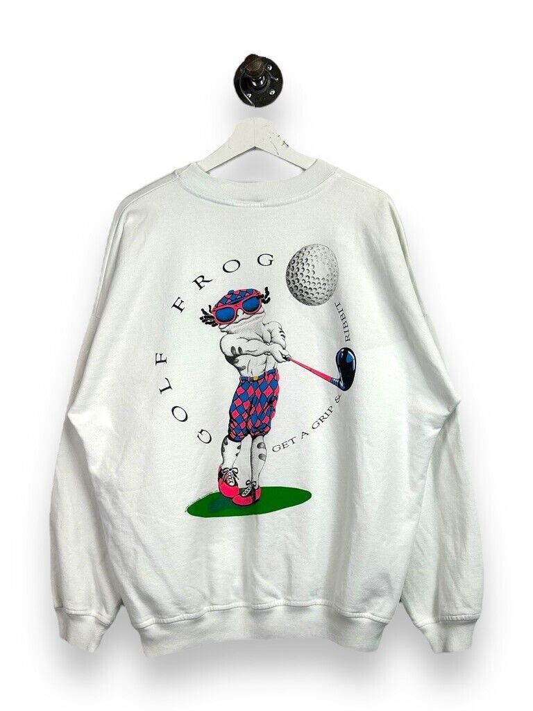 Vintage 1993 Golf Frog Get A Grip Cancun Destination Graphic Sweatshirt Sz Large