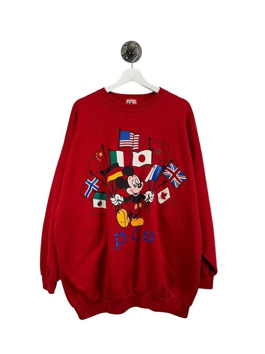 Vintage 80s Disney Mickey Mouse Epcot Destination Graphic Sweatshirt Sz 4XL Red