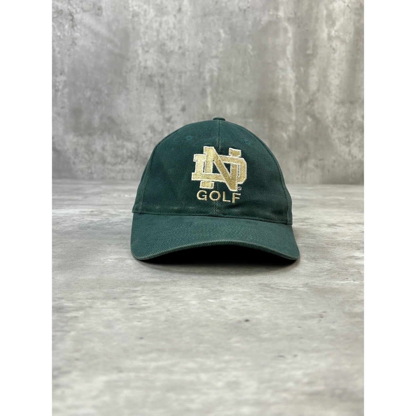 Vintage 90s Notre Dame Fighting Irish NCAA Golf Embroidered Strapback Hat OSFA