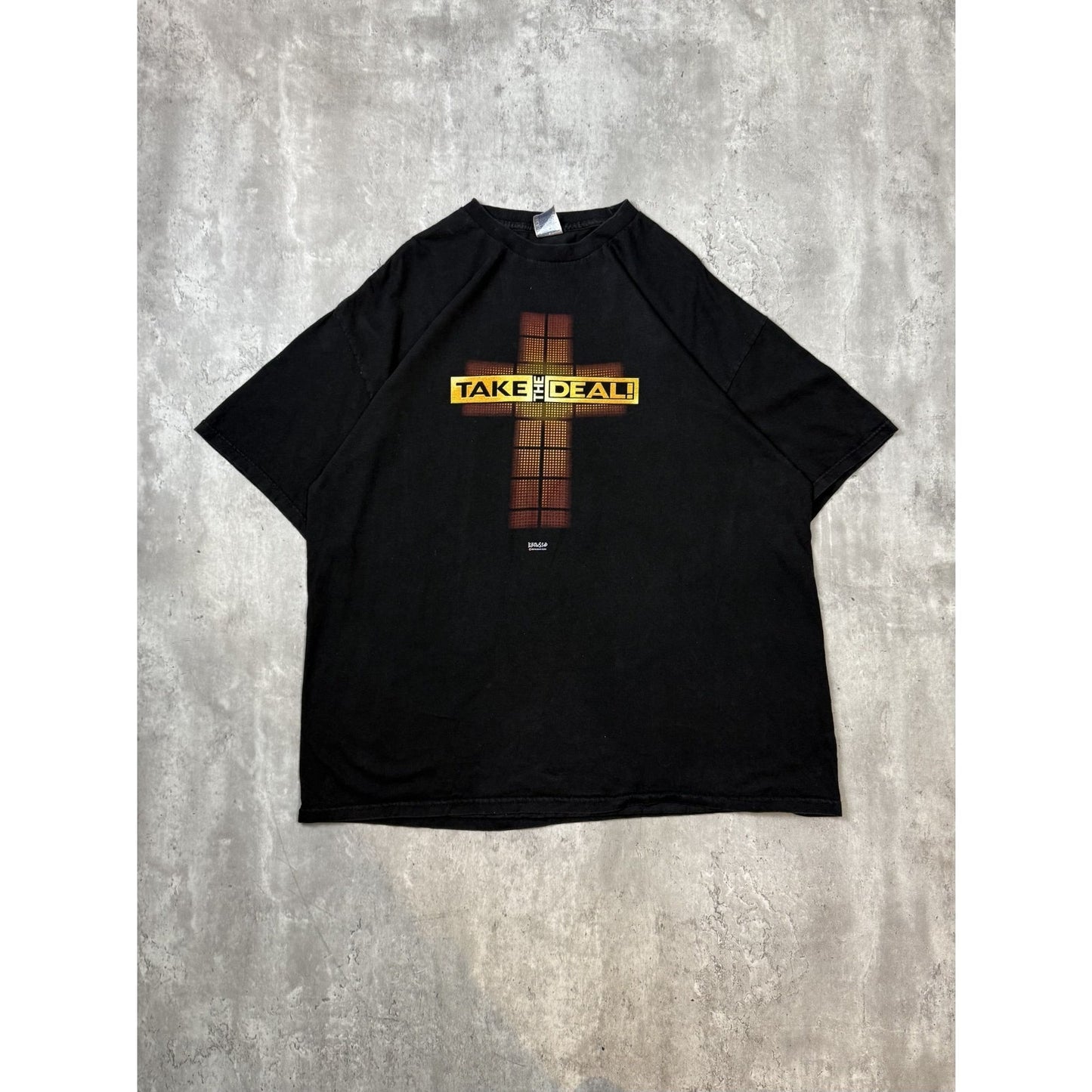 Vintage Take The Deal Parody Graphic Spellout Jesus T-Shirt Size 2XL