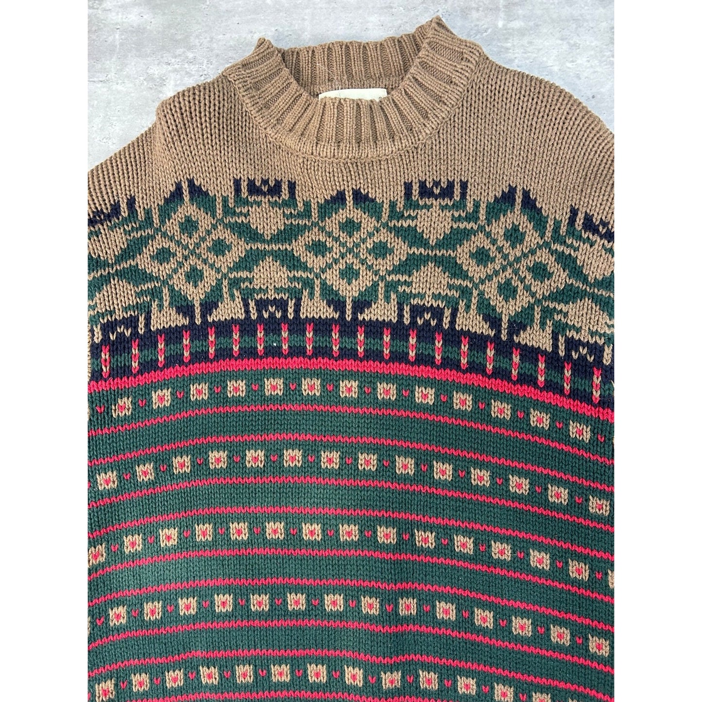 Vintage Eddie Bauer Snowflake Striped Print Pullover Knit Sweater Size Large