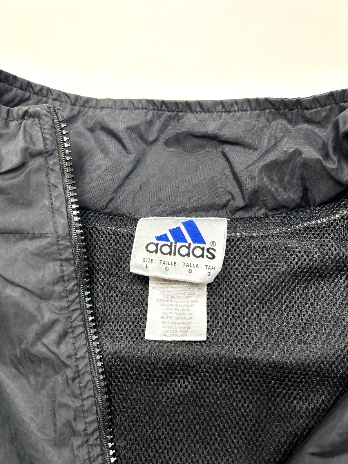 Vintage 90s Adidas Embroidered Logo Nylon Windbreaker Jacket Size Large Black