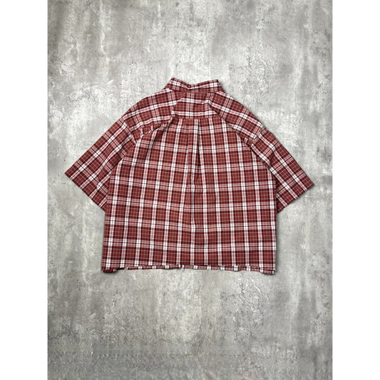 Vintage Carhartt Plaid Print Reworked Cropped Button Up Shirt Size 2XL Tall