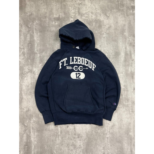 Vintage 90s Ft. Leboeuf #12 Champion Reverse Weave Hooded Sweatshirt Size Large