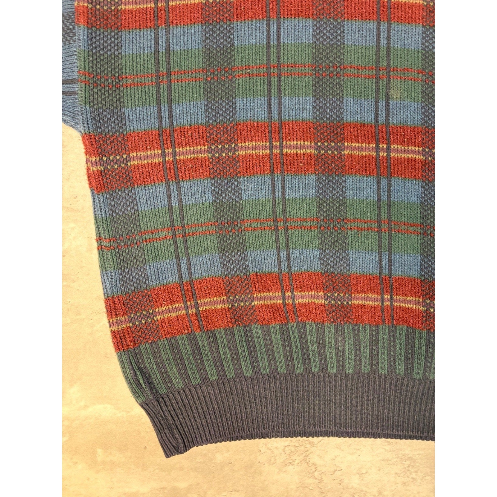 Vintage 90s Plaid Print Pullover Knit Sweater Size 2XL