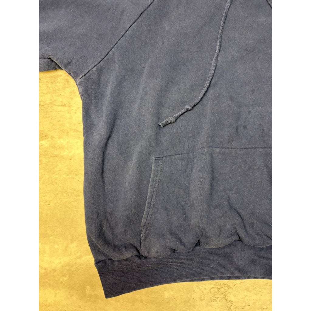 Vintage 1980s Thermal Lined Blank Full Zip Hooded Navy Sweatshirt Size XL