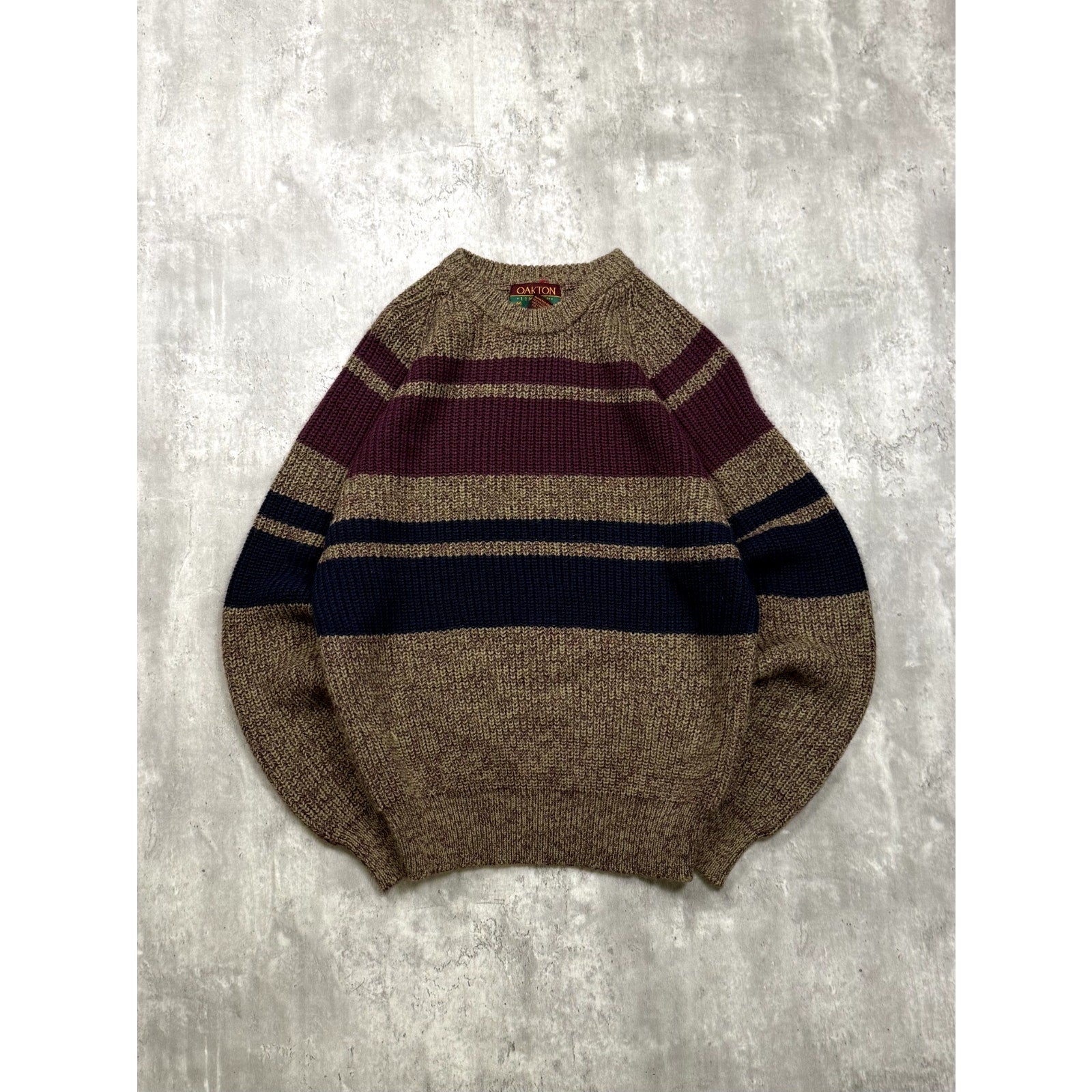 Vintage 90s Oakton Striped Pullover Knit Sweater Size Medium