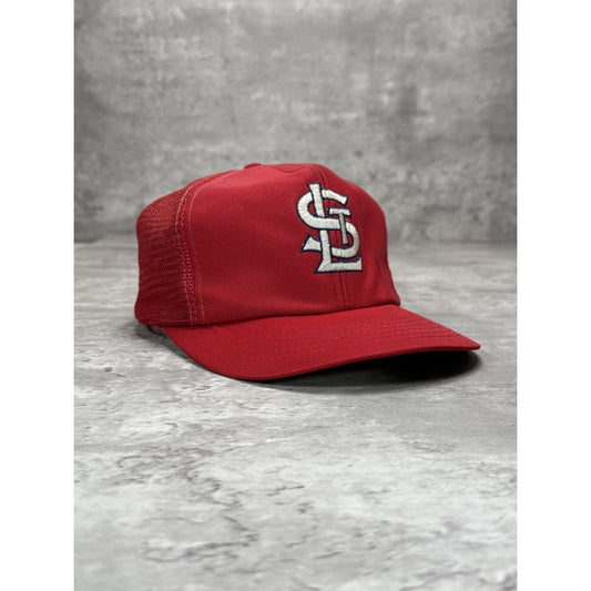 Vintage 90s St Louis Cardinals MLB Embroidered Logo Trucker Snapback Hat Sz M/L