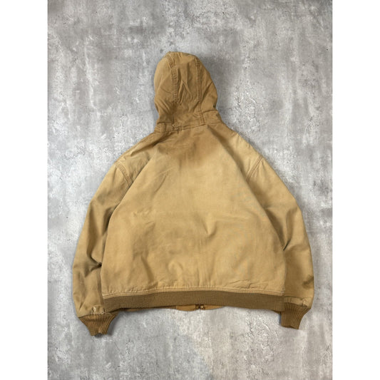 Vintage Dickies Insulated Canvas Workwear Hooded Bomber Jacket Size 2XL