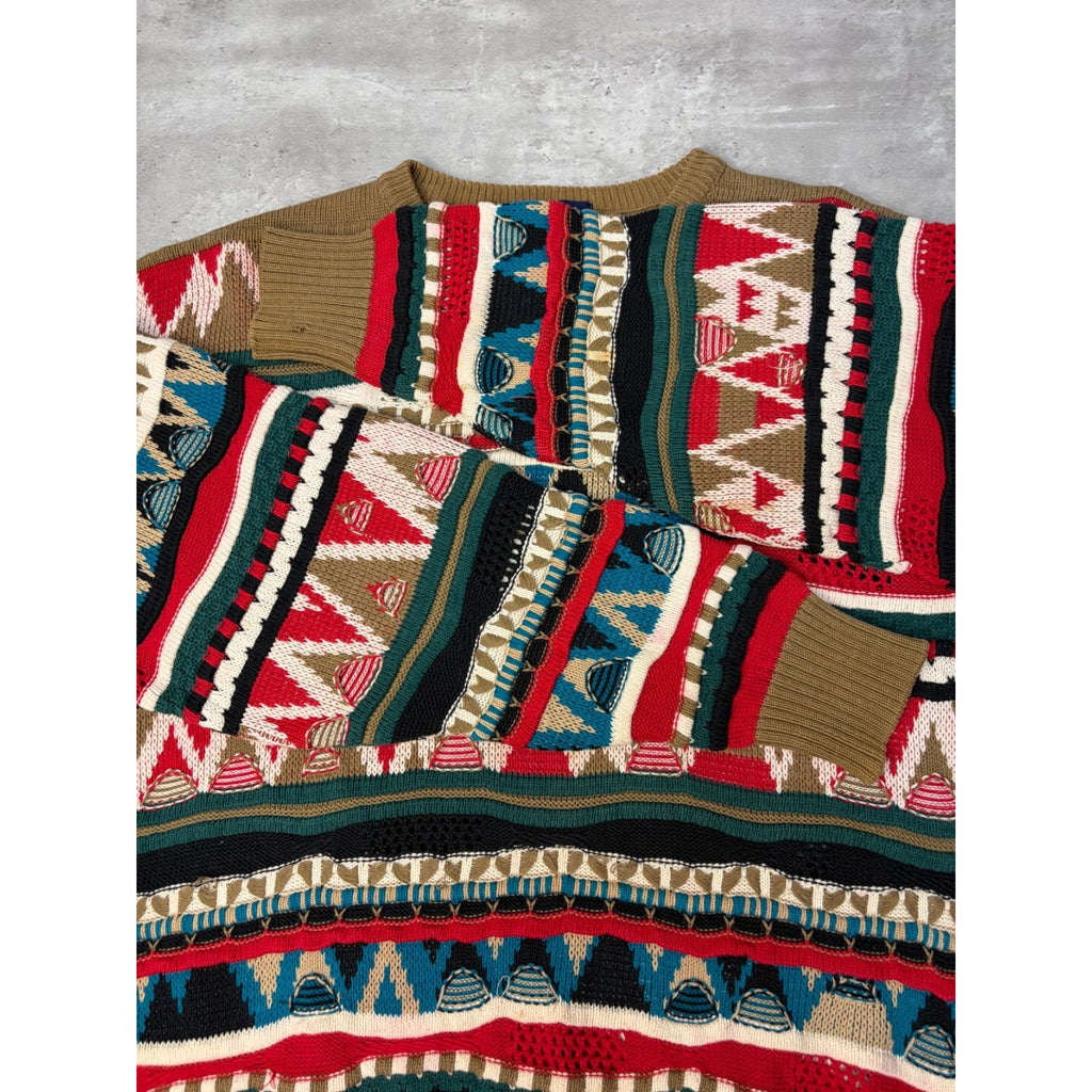 Vintage Dockside Abstract Pattern 3D Knit Sweater Size XL
