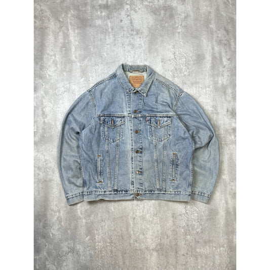 Vintage 90s Levis Red Tab Light Wash Denim Type 3 Trucker Jacket Size Large