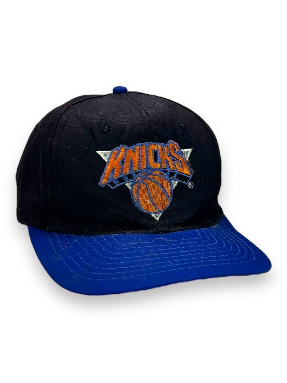 Vintage 90s New York Knicks NBA Embroidered Logo Snapback Hat OSFA Black