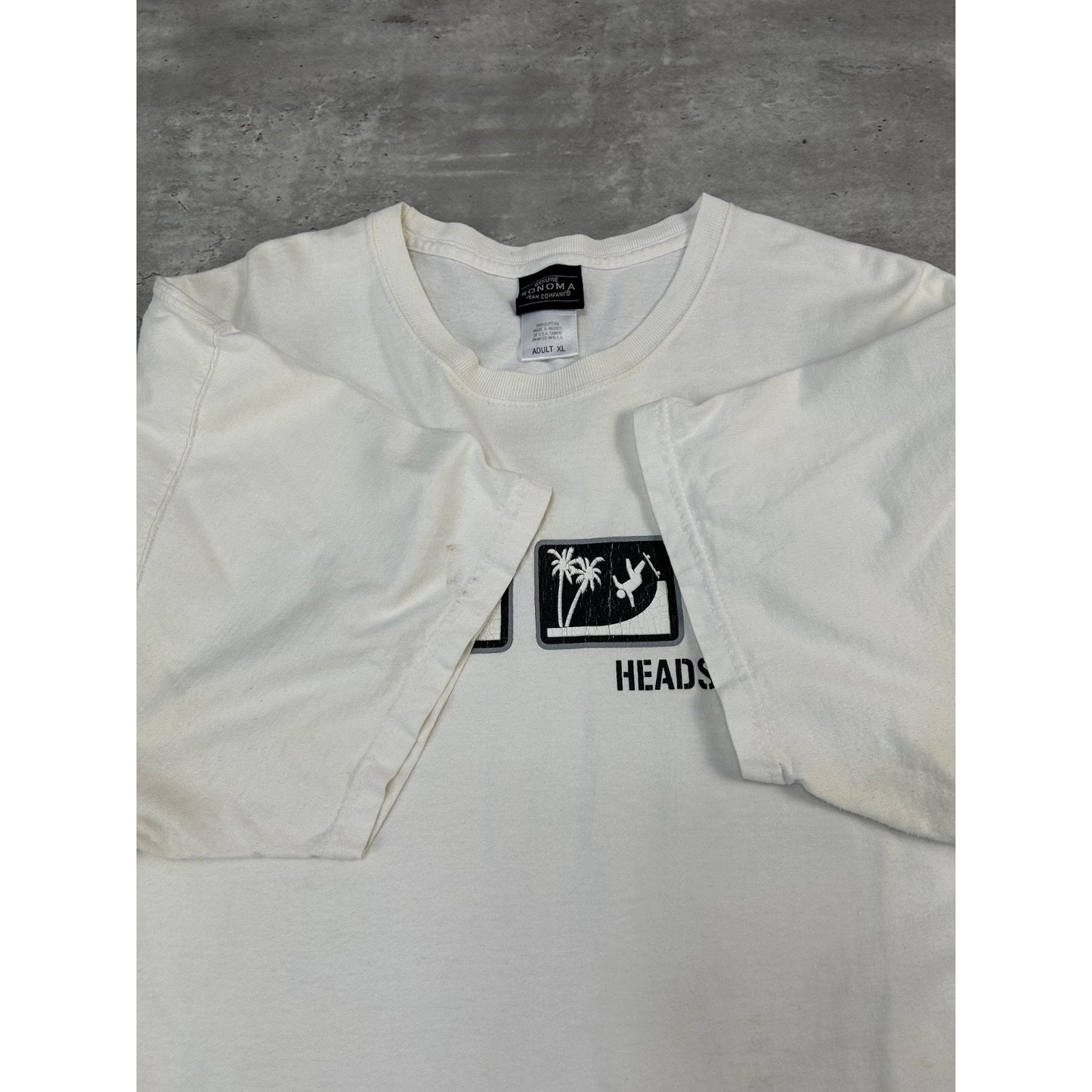 Vintage Heads Up Dude Stick Figure Skateboarding Graphic T-Shirt Size XL