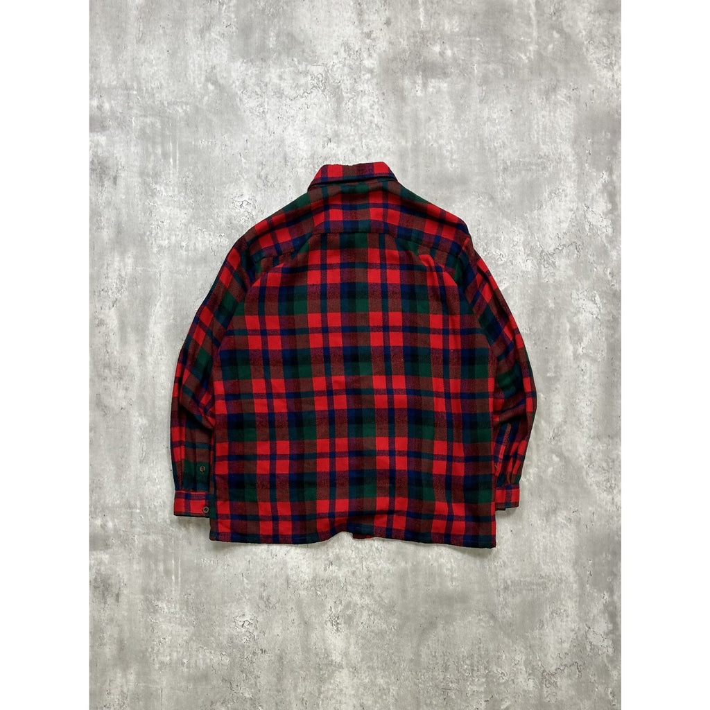 Vintage 90s Woodland Plaid Long Sleeve Double Pocket Button Up Shirt Size Large