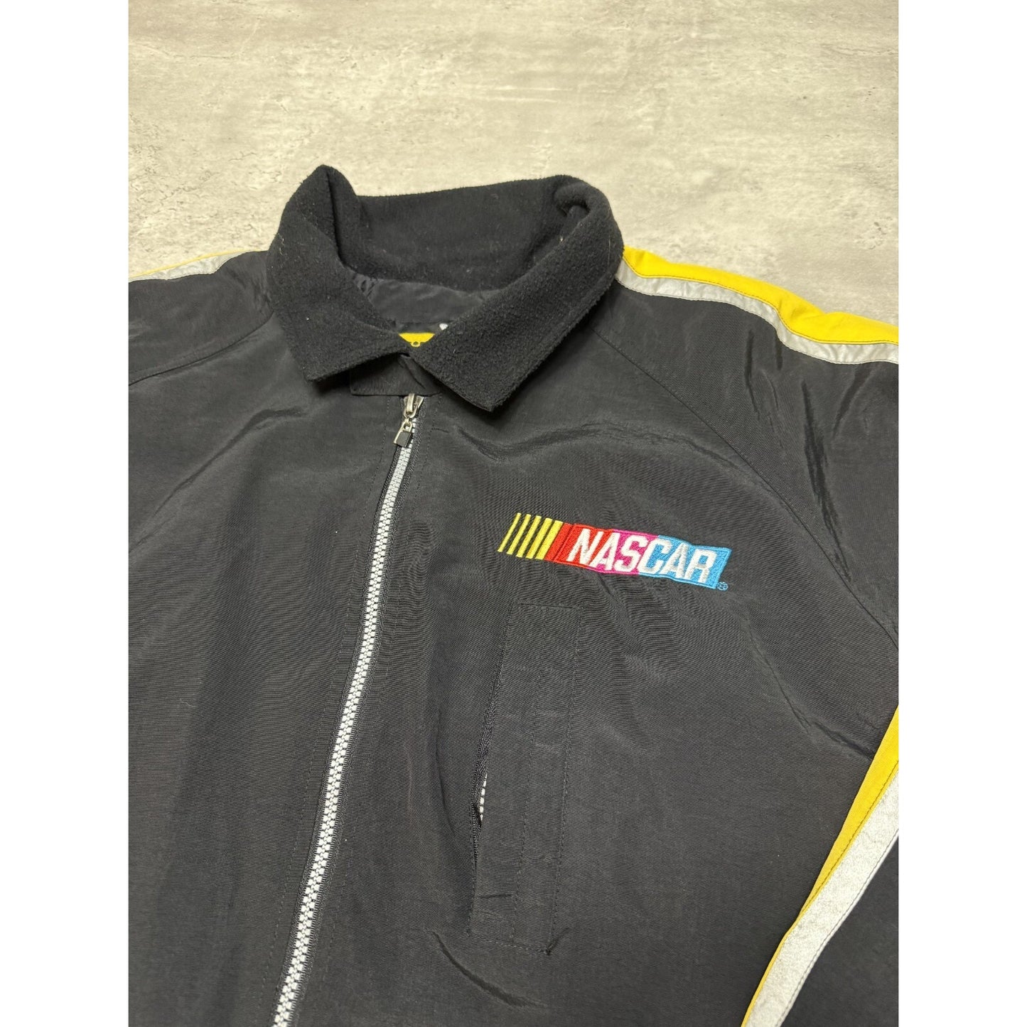 Vintage Nascar Nikon Two Tone Embroidered Logo Full Zip Nylon Jacket Size XL