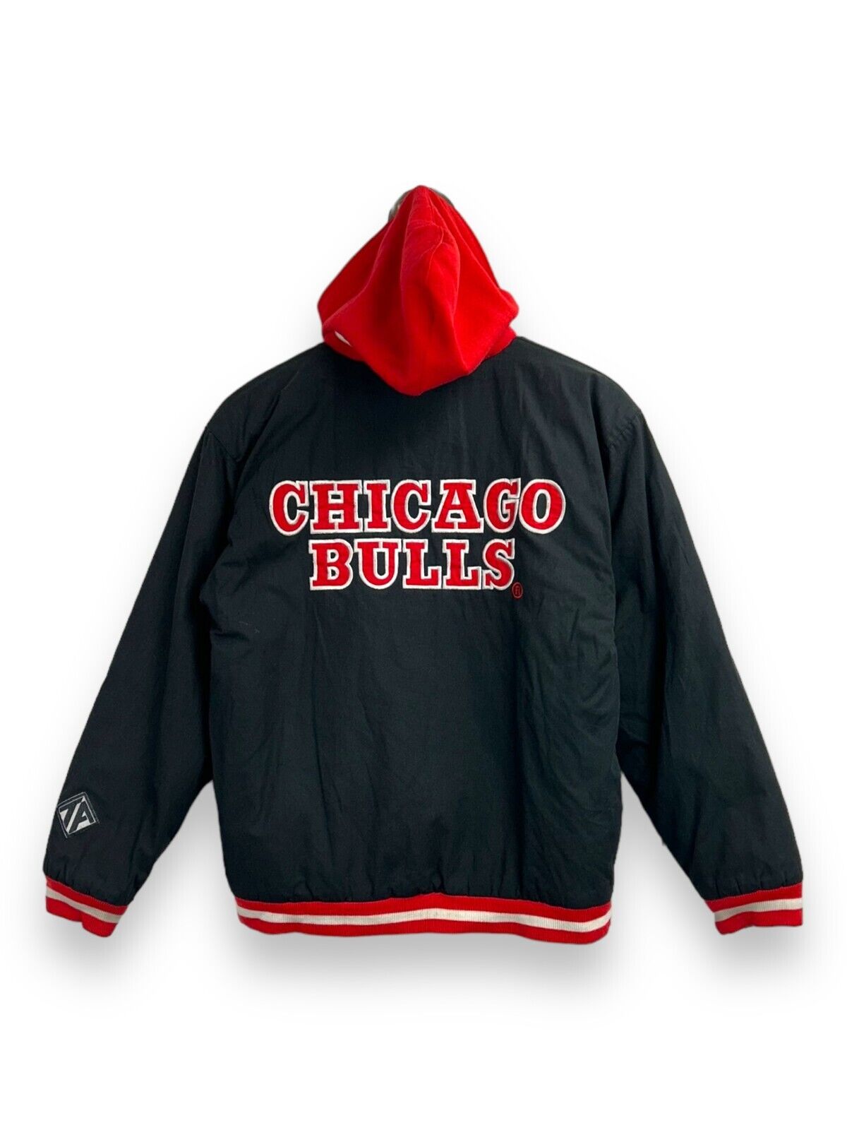 Vintage 90s Chicago Bulls NBA Embroidered Hooded Bomber Jacket Size Large