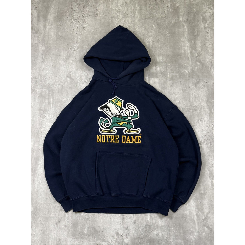 Vintage 90s Notre Dame Fighting Irish NCAA Embroidered Hooded Sweatshirt Size XL