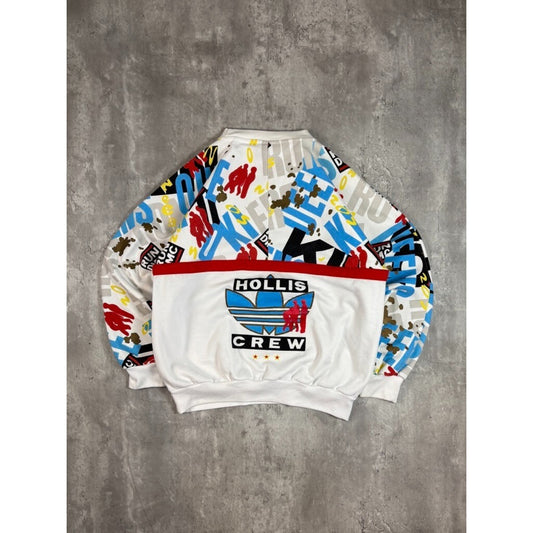 Vintage 80s Adidas RUN DMC Hollis Team Hip Hop Graphic Sweatshirt Size XL White