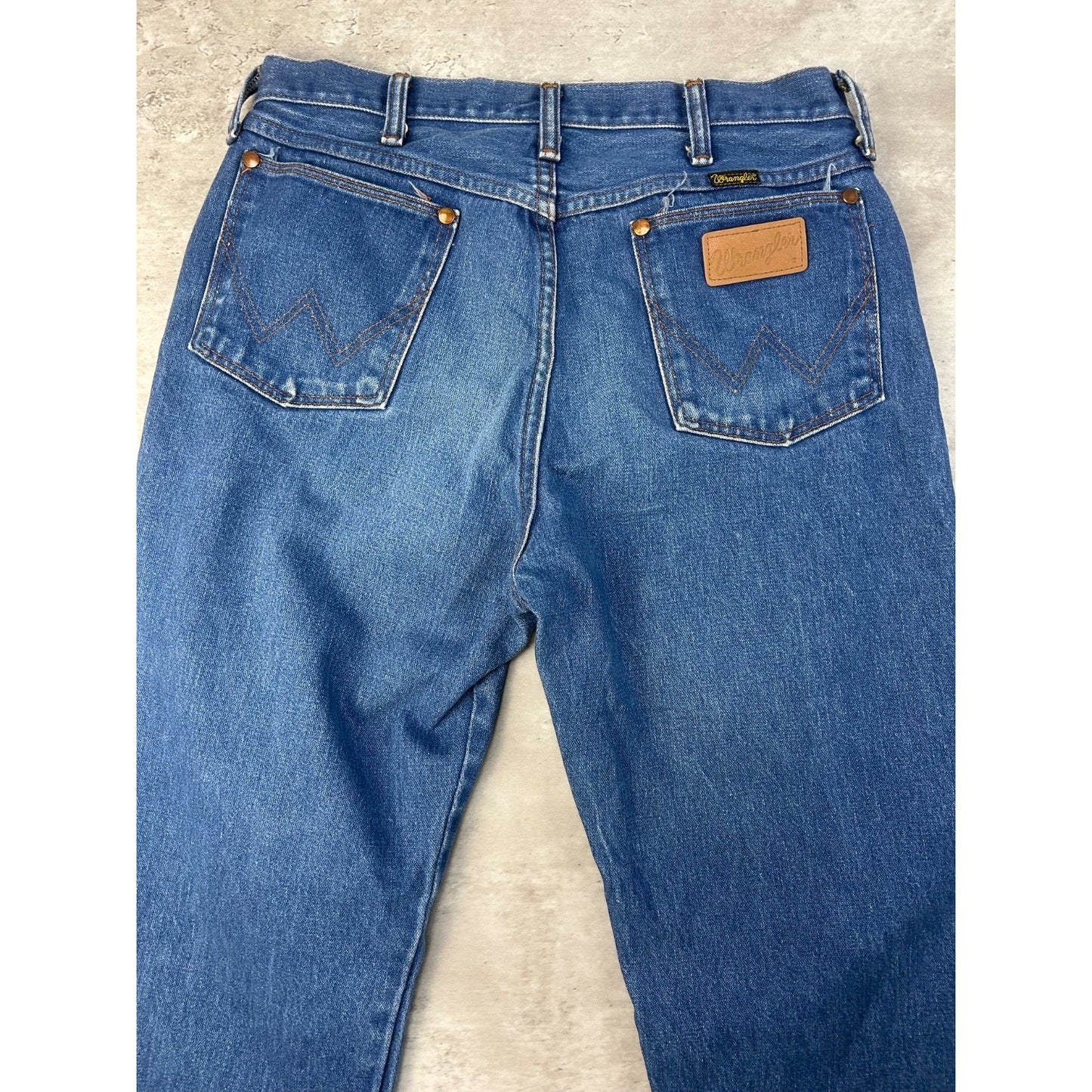 Vintage 80s Wrangler Western Style Dark Wash Denim Pants Size 31