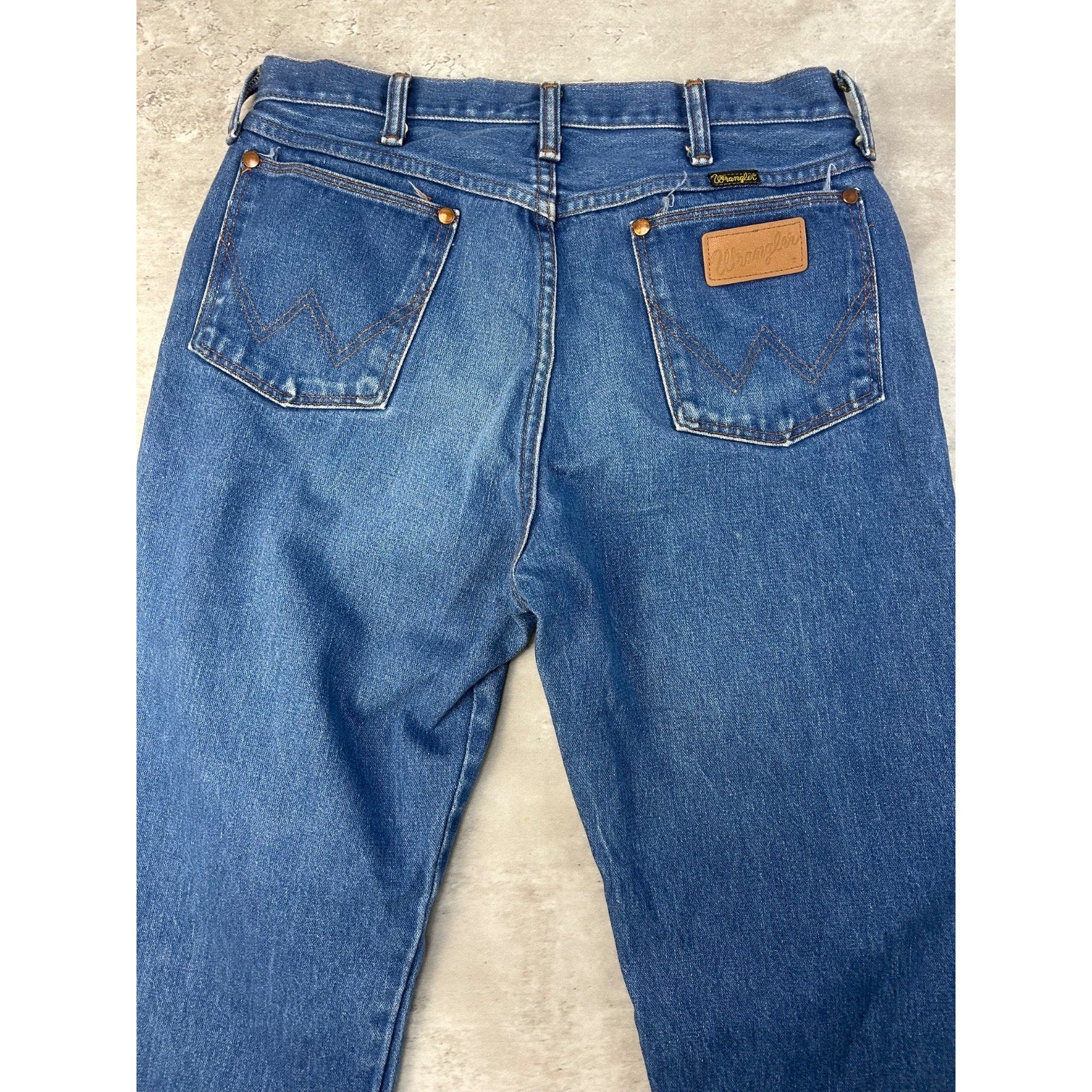 Vintage 80s Wrangler Western Style Dark Wash Denim Pants Size 31