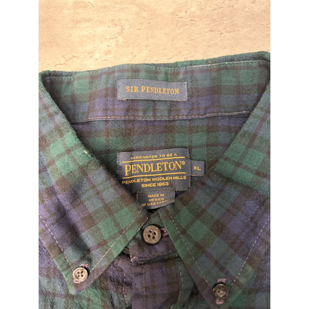 Vintage Pendleton Single Pocket Plaid Print Long Sleeve Button Up Shirt Size XL