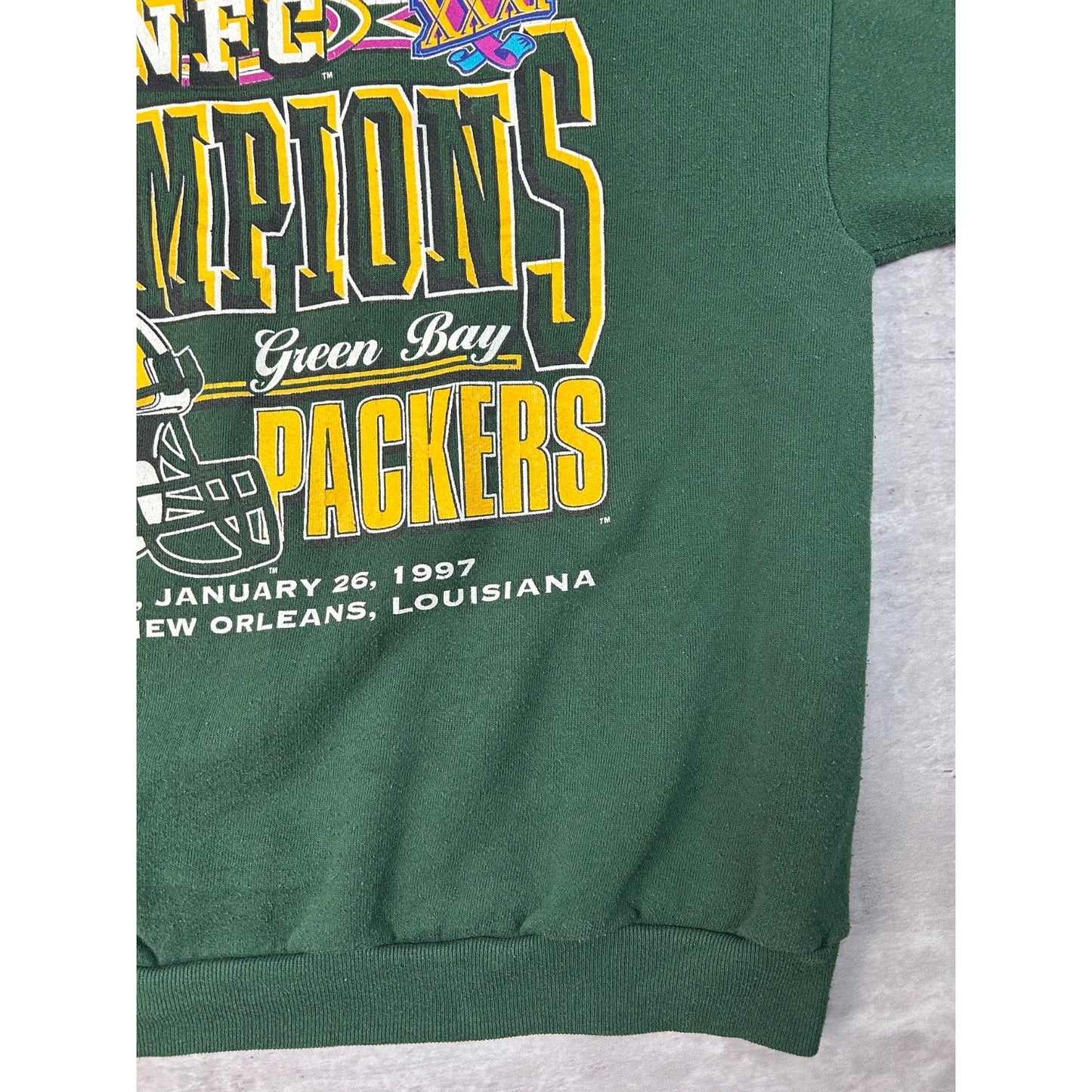 Vintage 1997 Green Bay Packers NFL Super Bowl XXXI Champs Sweatshirt Size Large