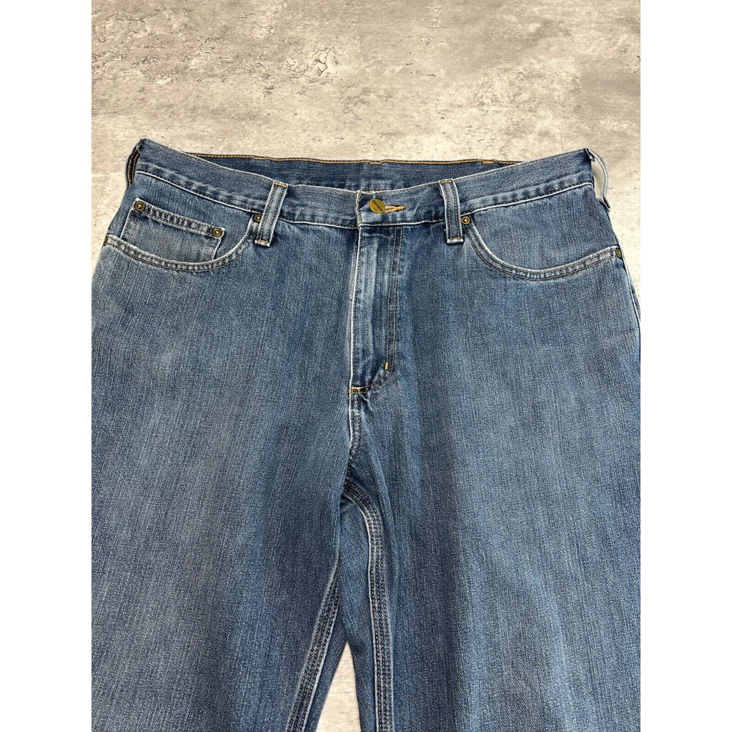 Carhartt Relaxed Fit Dark Wash Denim Workwear Pants Size 36