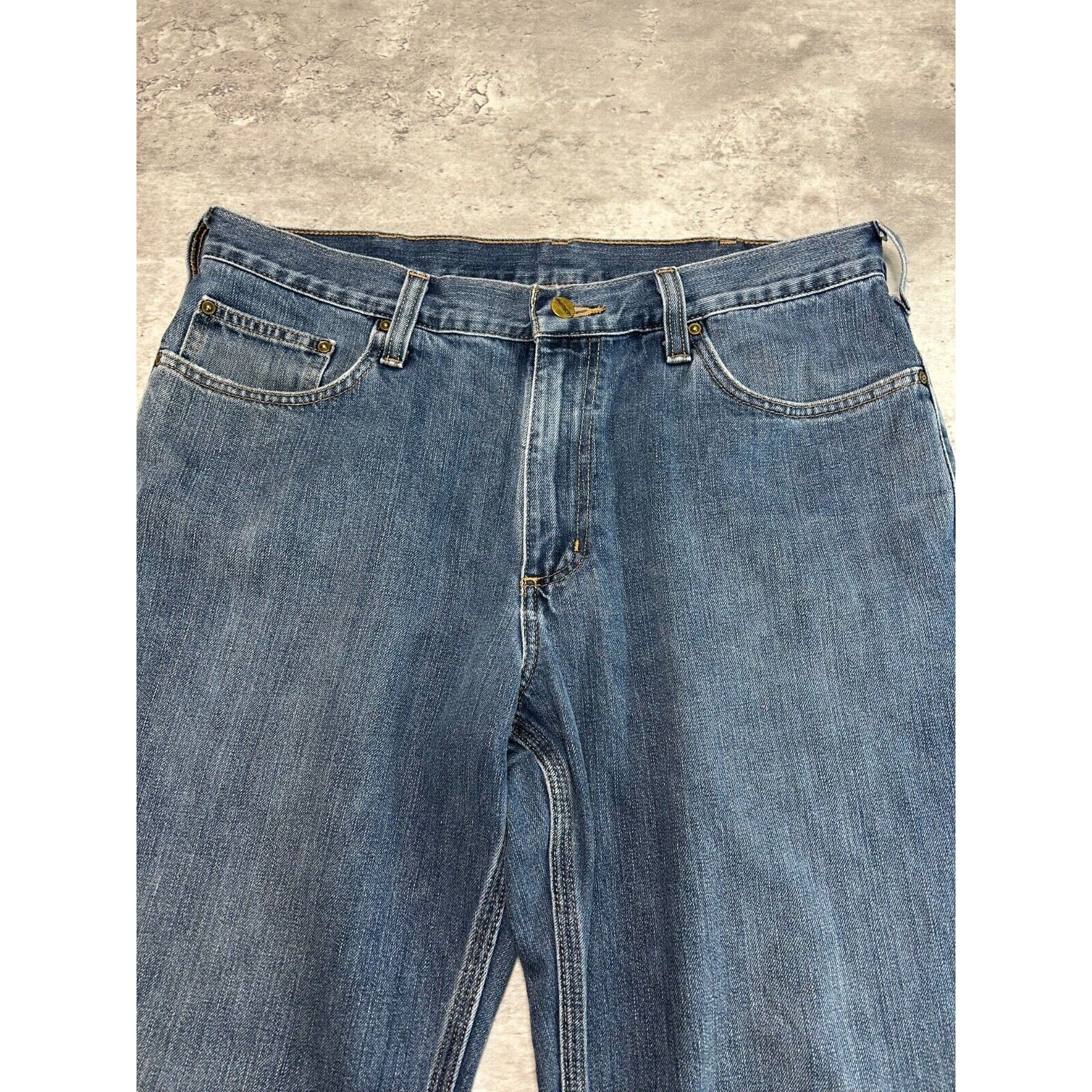 Carhartt Relaxed Fit Dark Wash Denim Workwear Pants Size 36