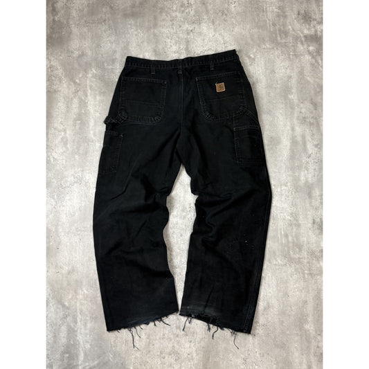 Vintage Carhartt Dungaree Fit Canvas Workwear Carpenter Pants Size 35 B11 BLK