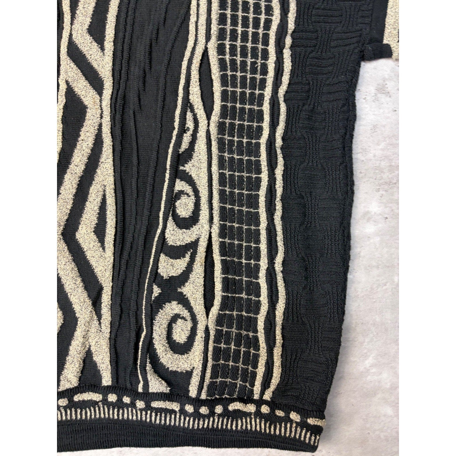 Vintage 90s Tundra 3D Abstract Print Pullover Ribbed Knit Sweater Size XL