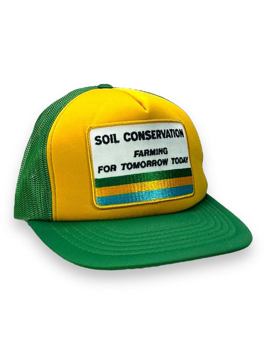 Vintage 80s Soil Conservation Farming For Tomorrow Trucker Snapback Hat OSFA