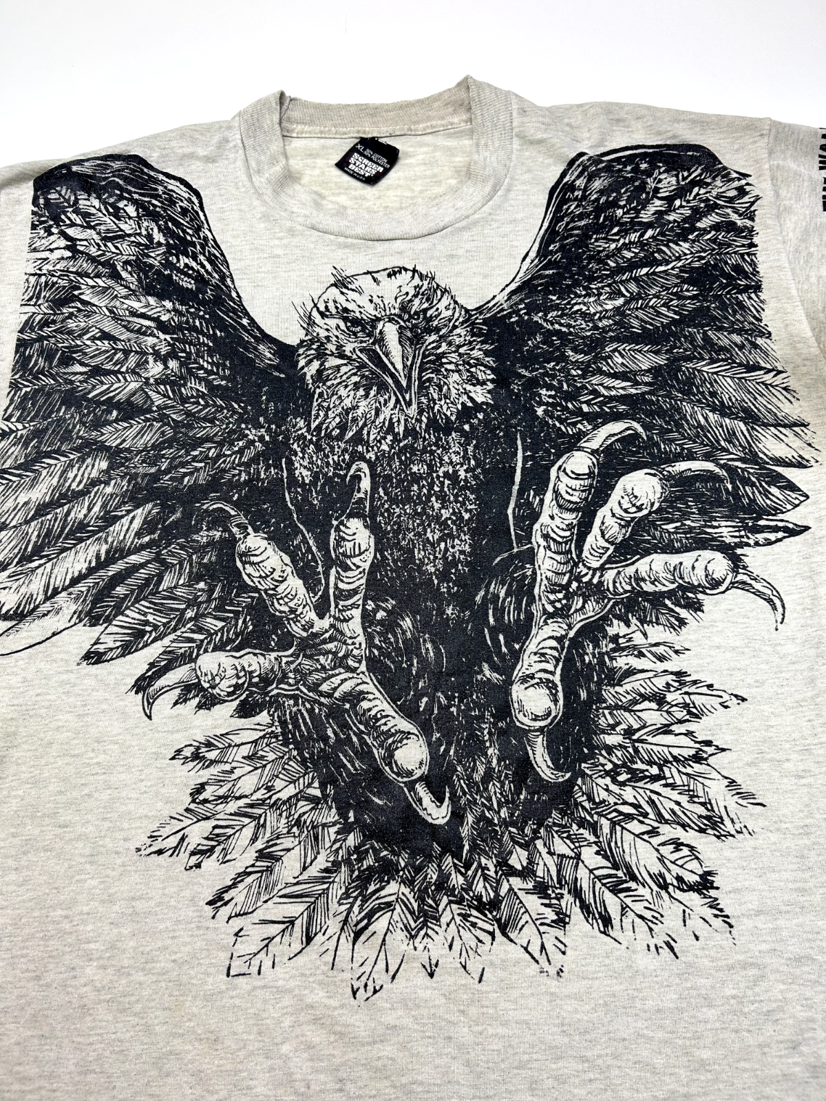 Vintage 80s/90s Bald Eagle Big Graphic Animal T-Shirt Size XL Gray