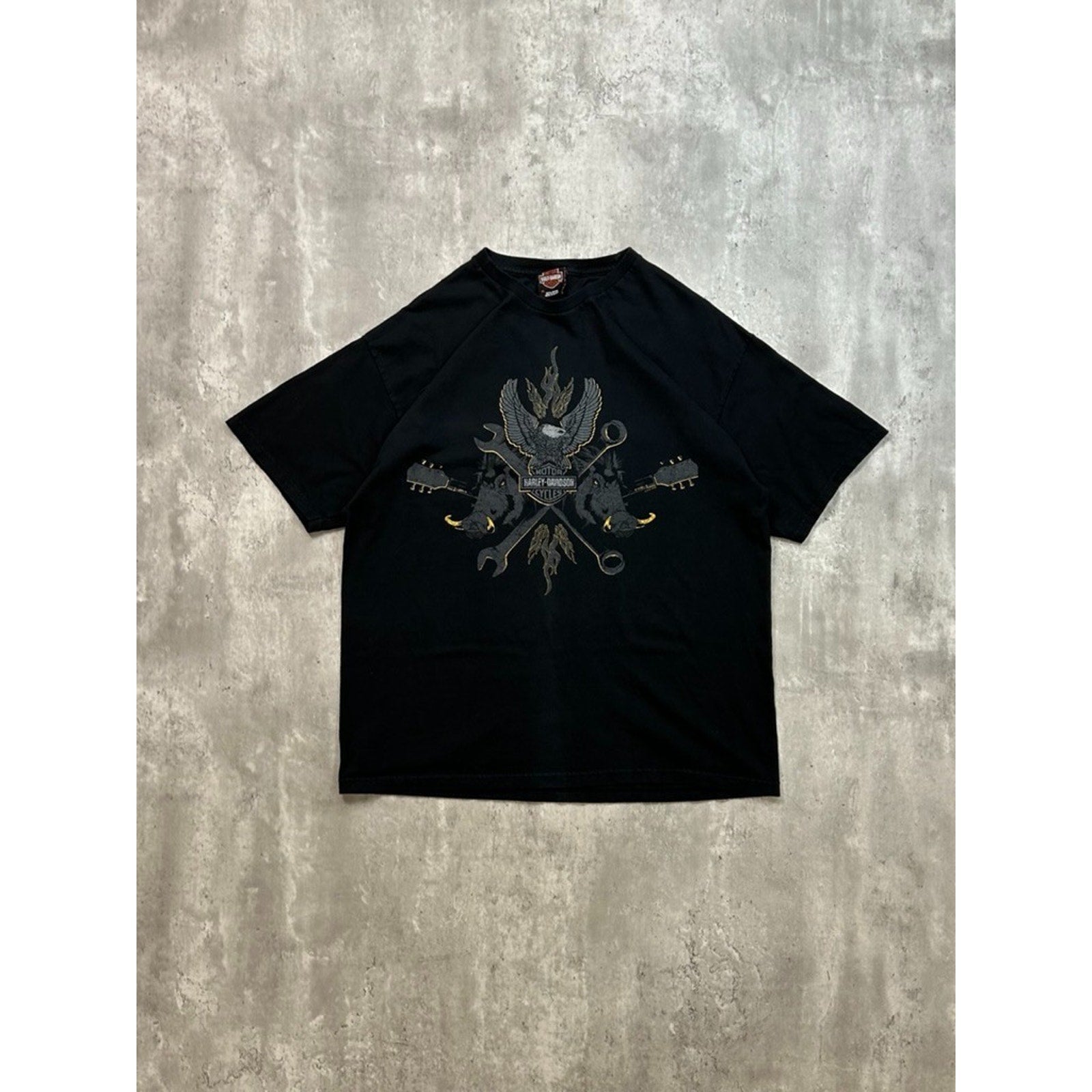 Vintage Harley Davidson Motorcycles Bald Eagle Boar Graphic T-Shirt Size XL