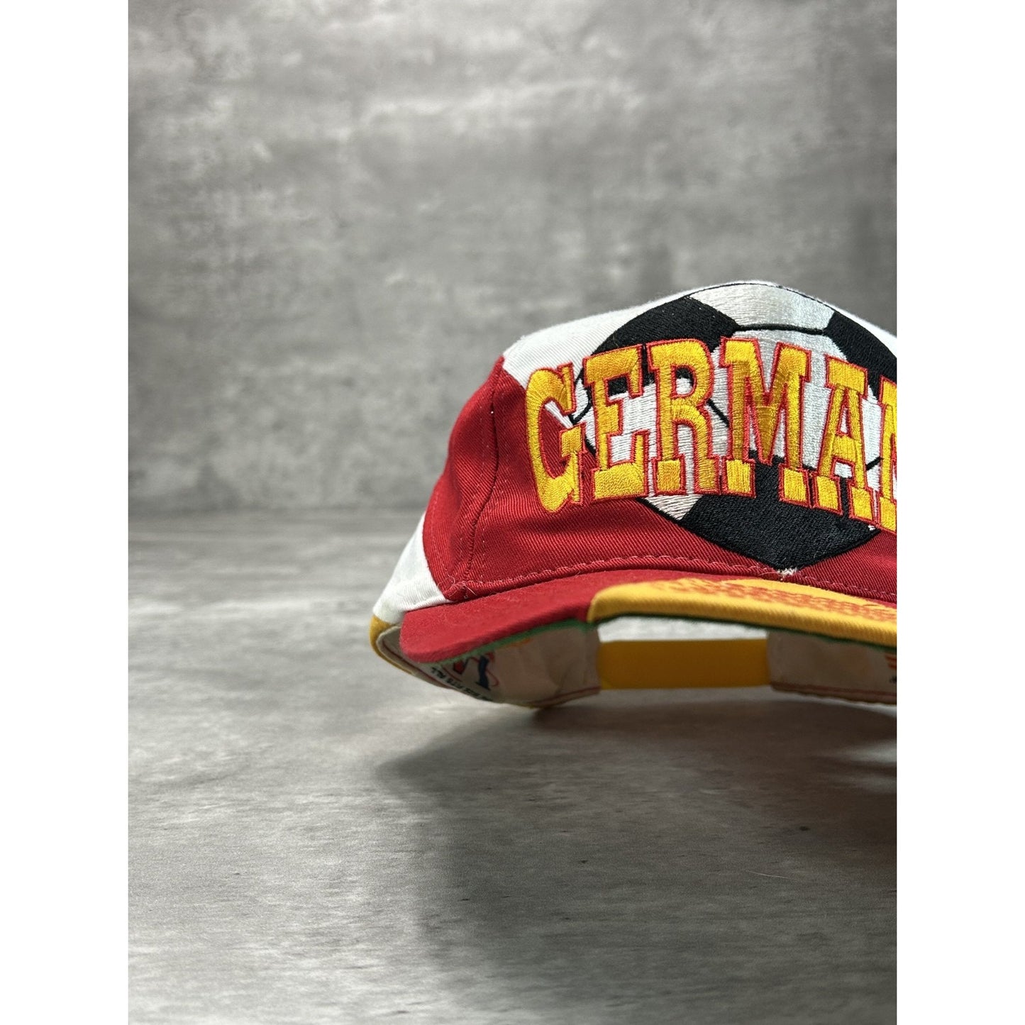 Vintage 90s Team Germany World Cup Embroidered Soccer Spellout Snapback Hat OSFA