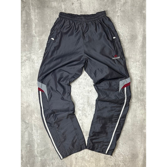 Vintage 90s Billcee Embroidered Spellout Nylon Track Pants Size Medium Gray