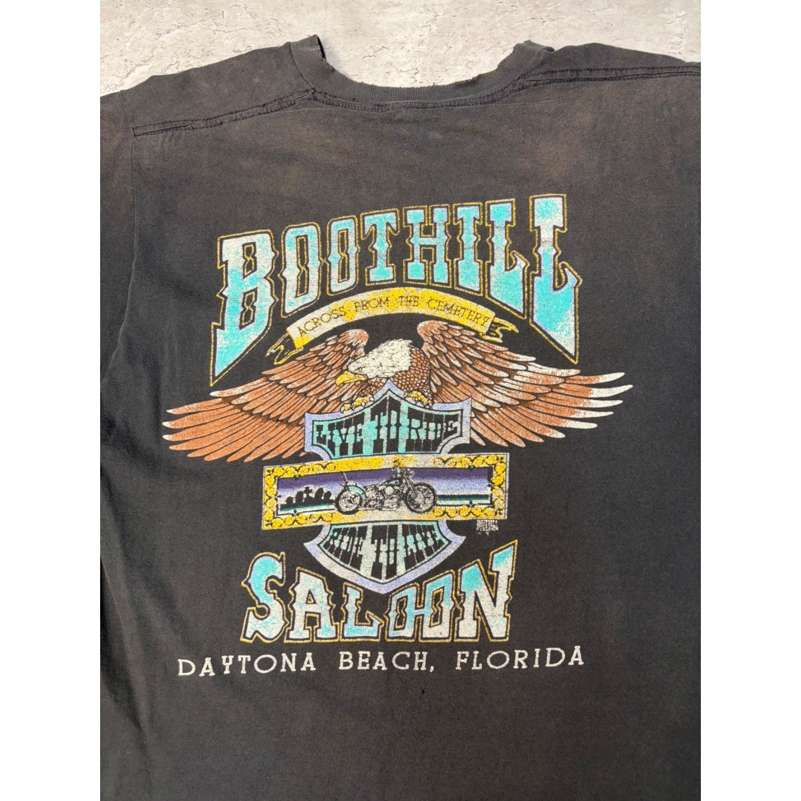 Vintage 90s Boothill Saloon Daytona Beach Eagle Graphic T-Shirt Size Large