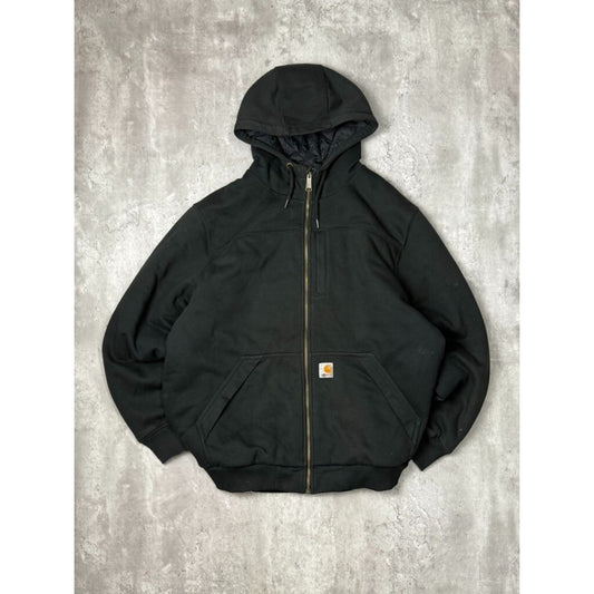 Vintage Carhartt Quilted Lined Full Zip Hooded Workwear Sweatshirt Size XL