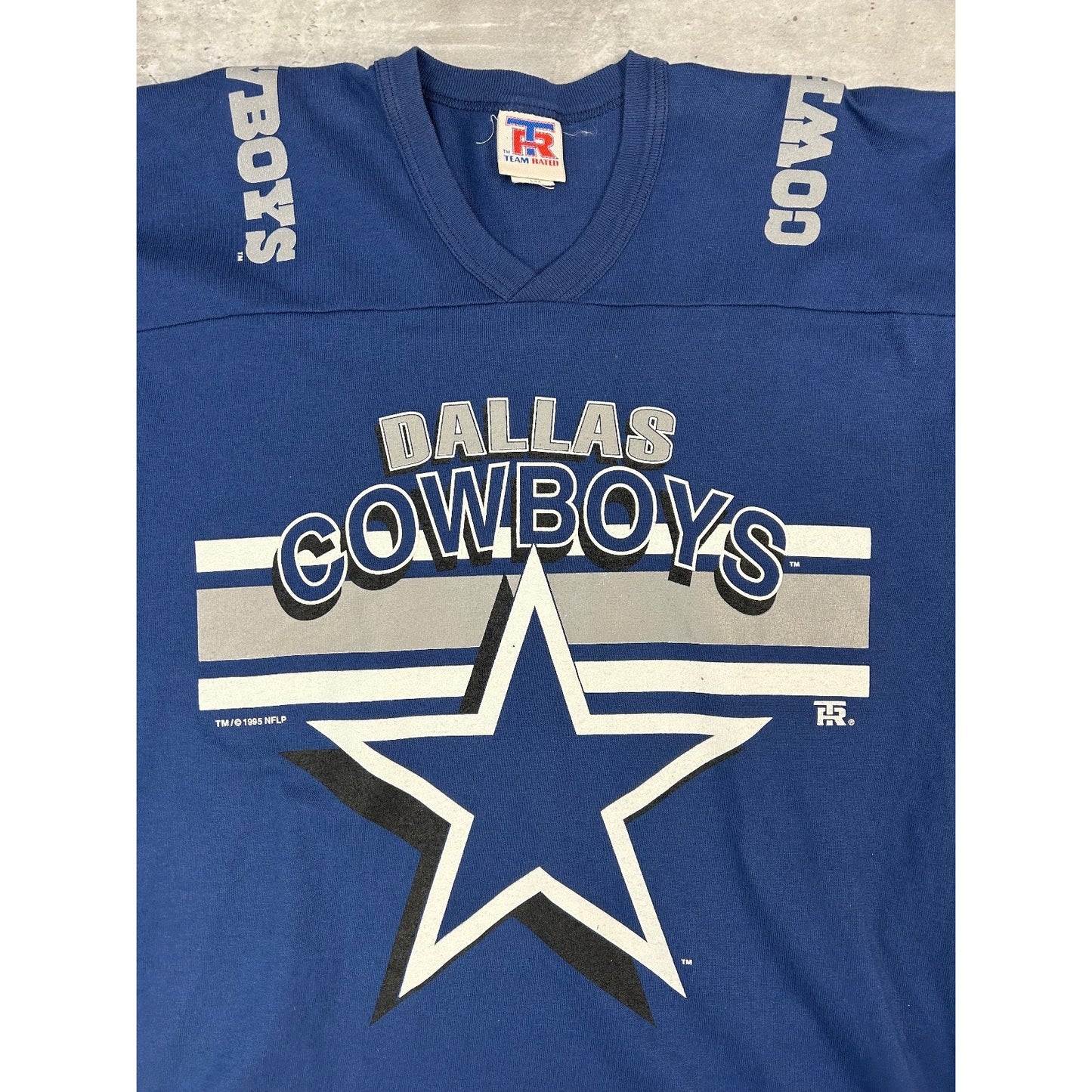 Vintage 90s Dallas Cowboys NFL Graphic Spellout Logo Jersey Size Large