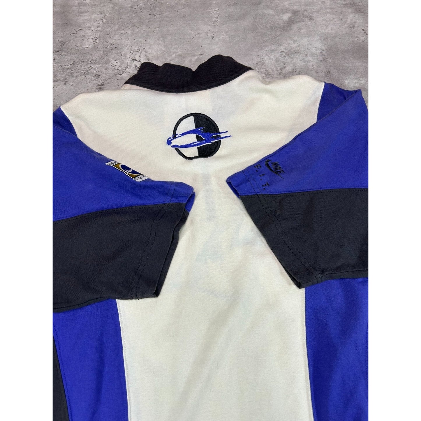 Vintage 90s Nike Embroidered Swoosh 1/4 Zip Jersey Style T-Shirt Size Small