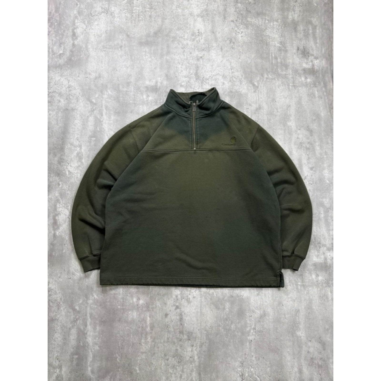 Vintage Carhartt Tonal Embroidered Spellout Workwear 1/4 Zip Sweatshirt Size XL