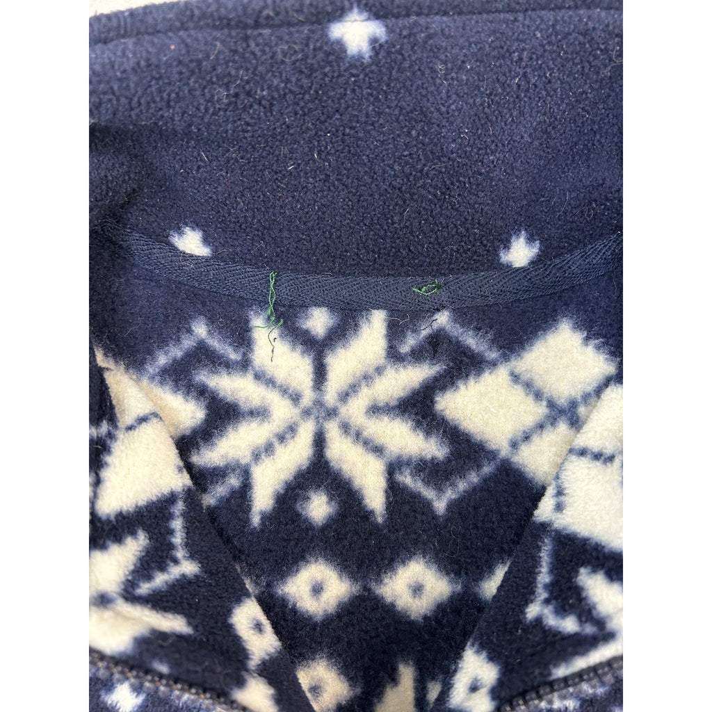 Vintage 90s Snowflake Abstract Striped 1/4 Zip Fleece Sweatshirt Size Large