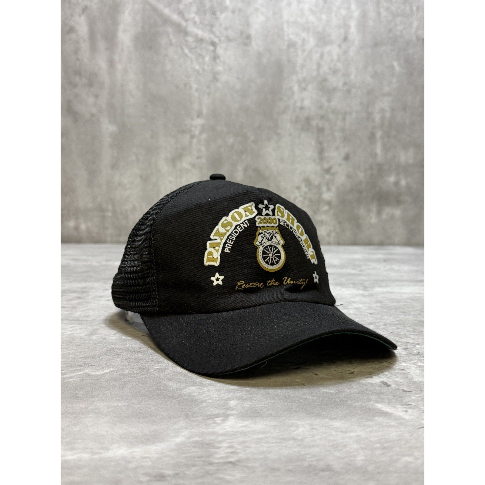 Vintage 2000 Paxson Short President Spellout Trucker Snapback Hat OSFA
