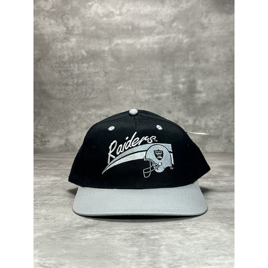 Vintage 90s Los Angeles Raiders NFL Embroidered Fitted Hat 7 5/8 Black