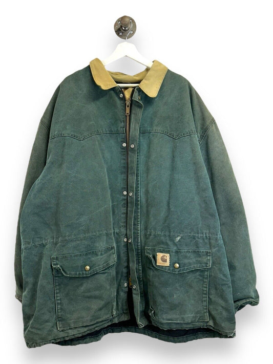 Vintage 80s/90s Carhartt Quilted Lined Canvas Barn Work Jacket Size 3XL CQ743