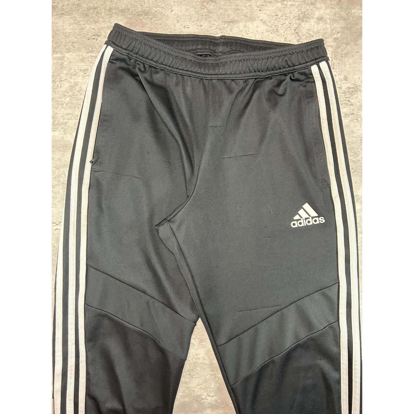 Vintage Adidas Three Stripes Embroidered Nylon Track Pants Size Medium Black